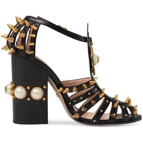 Gucci Kendall Spiked Block Heel Sandals Shoes 